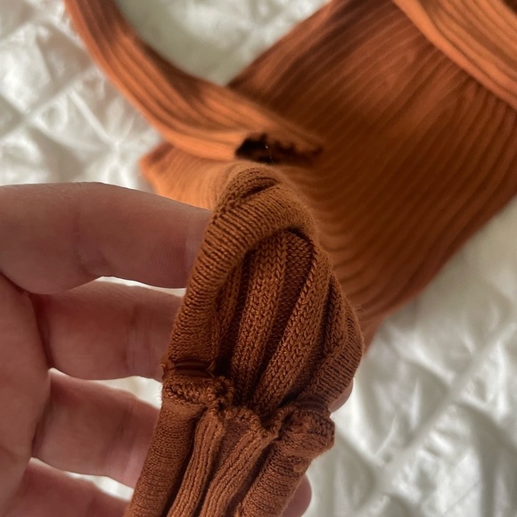 Hera Collection Rust Ribbed Bodysuit - Picture 3 of 7